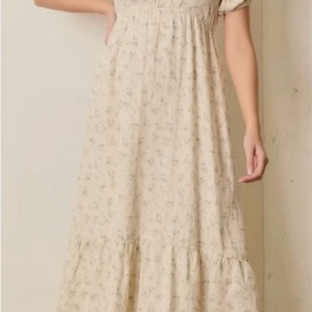 Cream Puff Sleeve Maxi Sundress